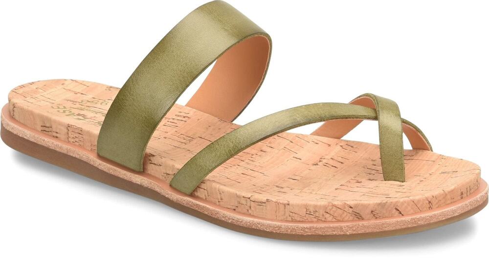 NIB KORK-EASE Women's Light Green Leather Belinda Flat Comfort Sandal sz 6